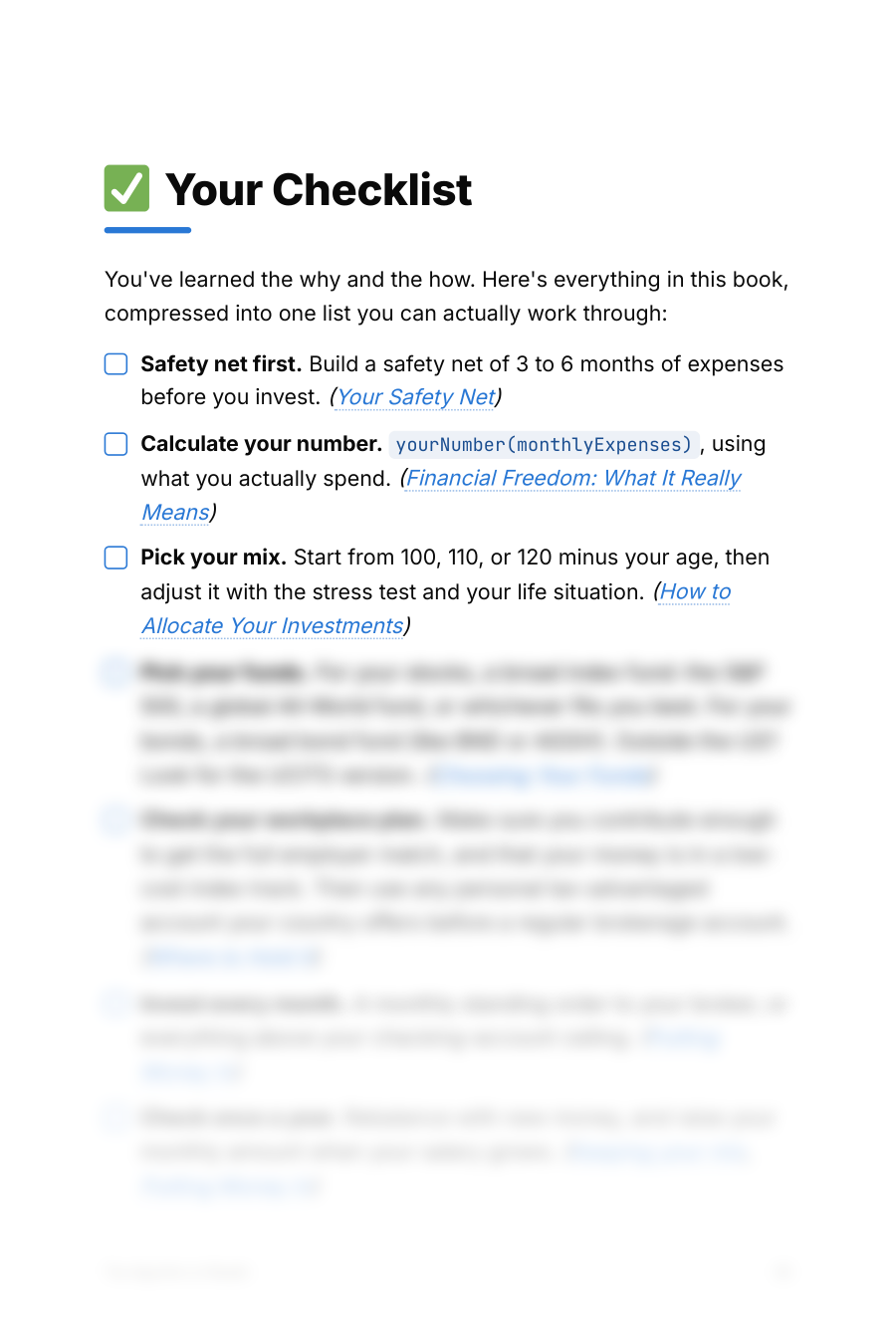 Preview of the 8-step investing checklist